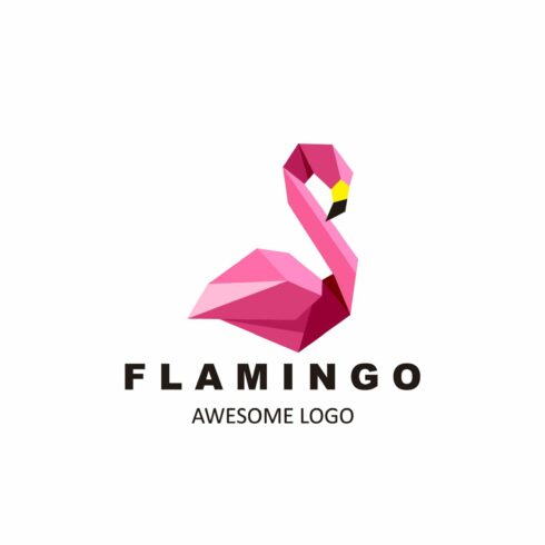 origami flamingo design vector logo cover image.