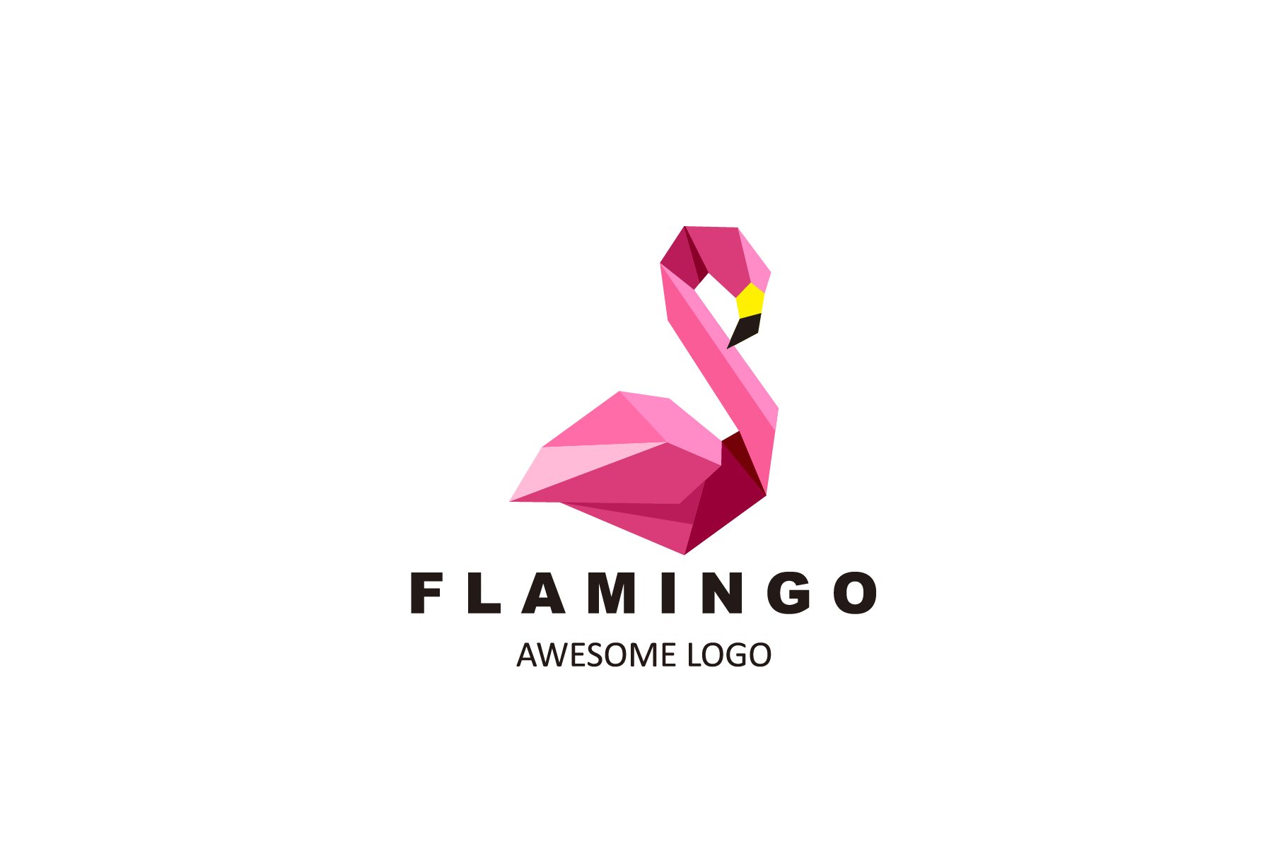 origami flamingo design vector logo cover image.