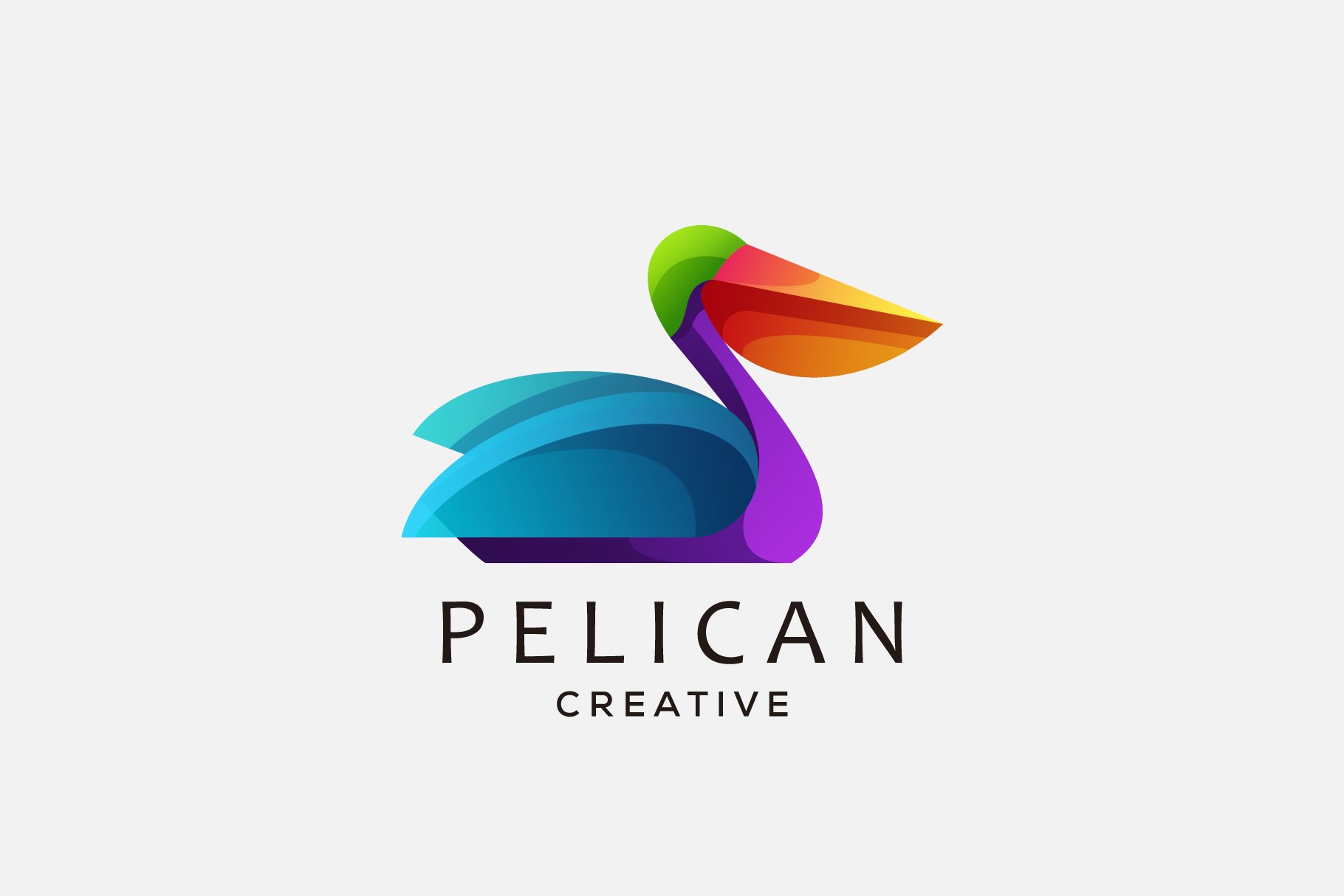 pelican logo design gradient color cover image.