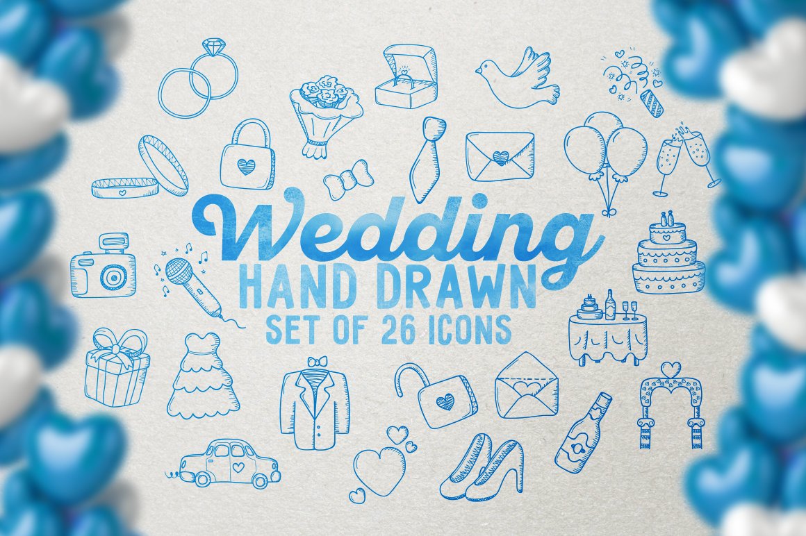 Wedding Hand Drawn Icons Set cover image.