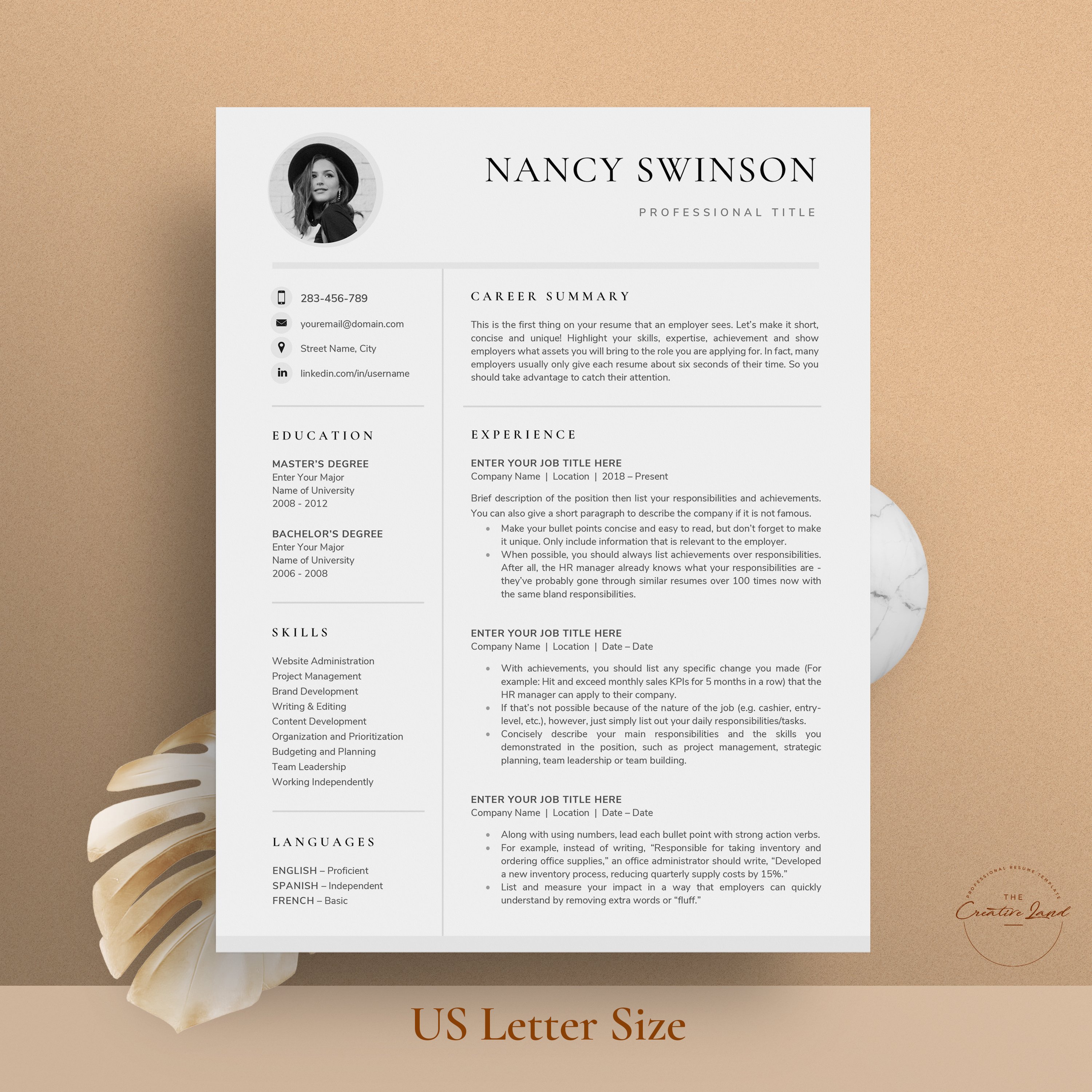 Resume/CV - The Nancy preview image.