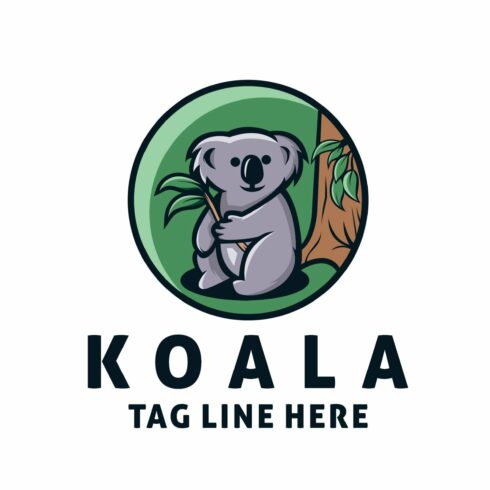cute koala logo design template cover image.