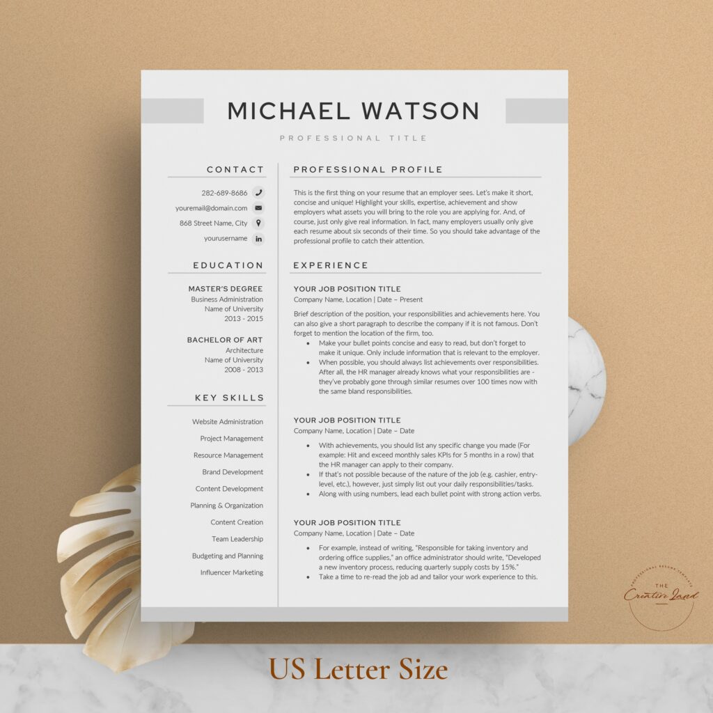 Resume/CV - The Watson – MasterBundles