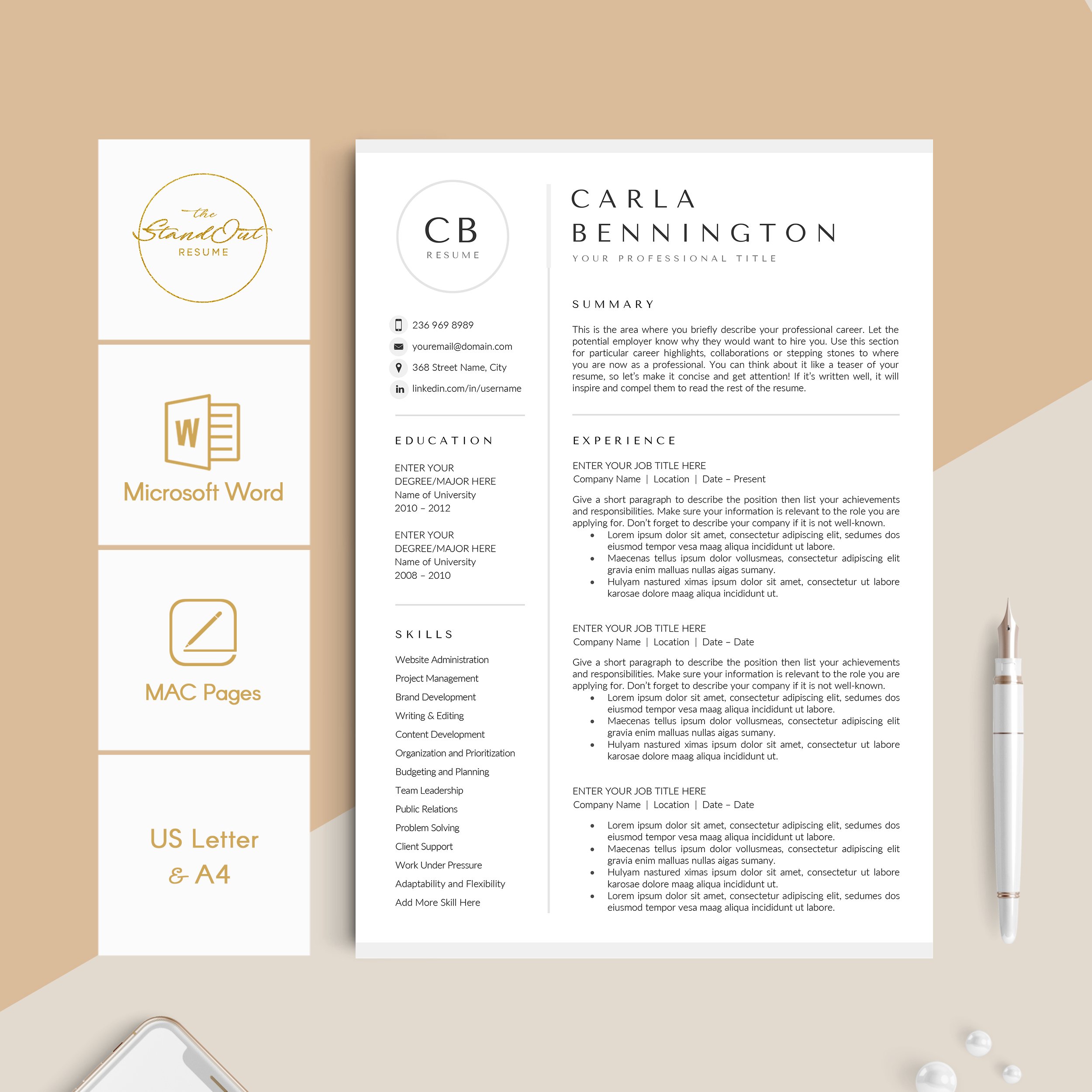 Resume/CV Template - CARLA preview image.