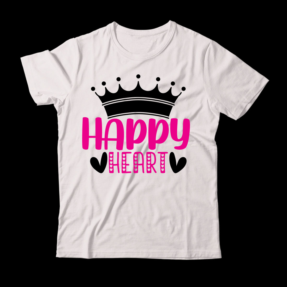 White t - shirt with the words happy heart on it.