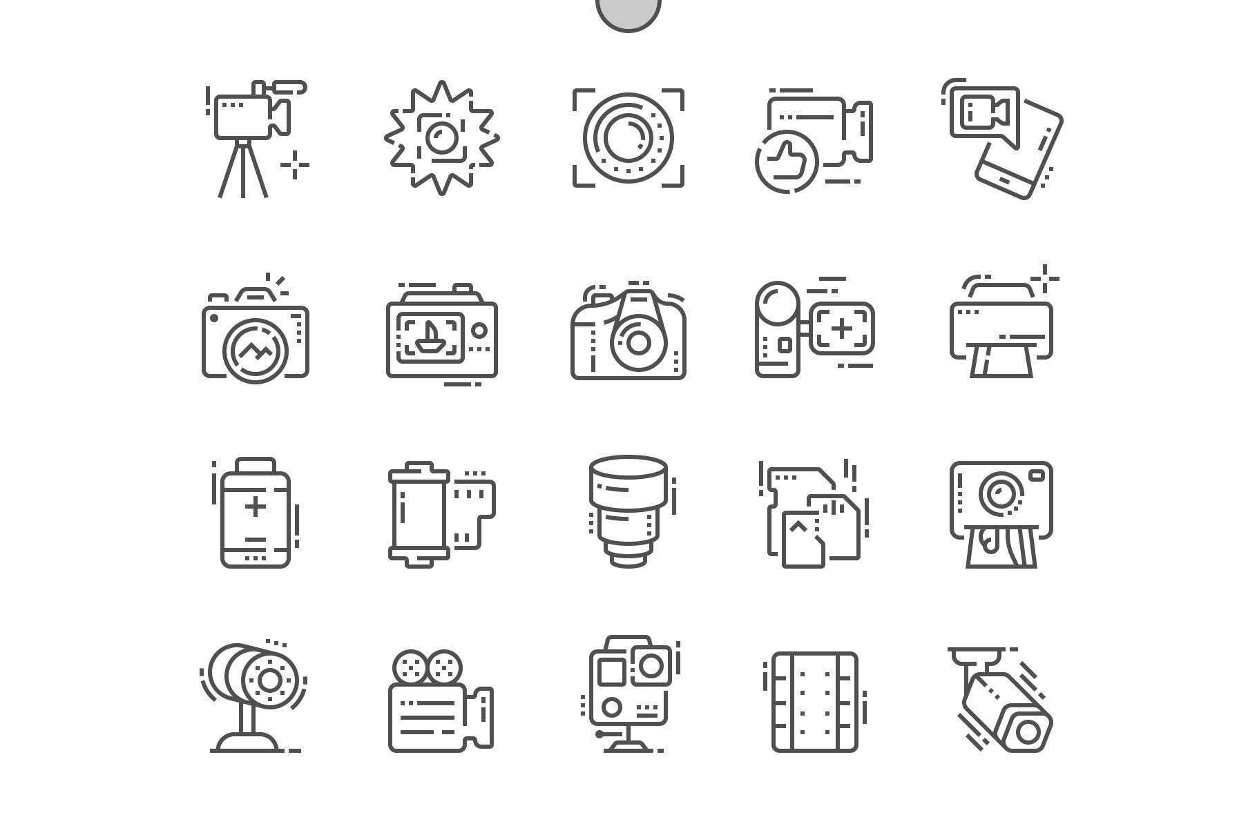 Different line style icons seamless pattern camera