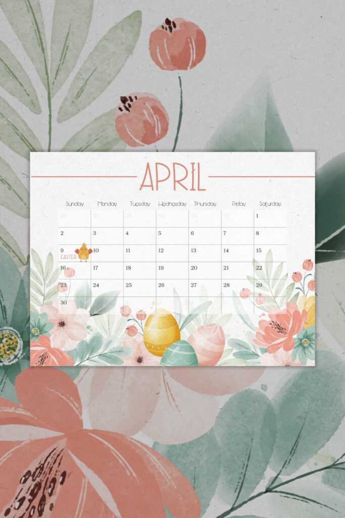 Free Aesthetic April Calendar – MasterBundles