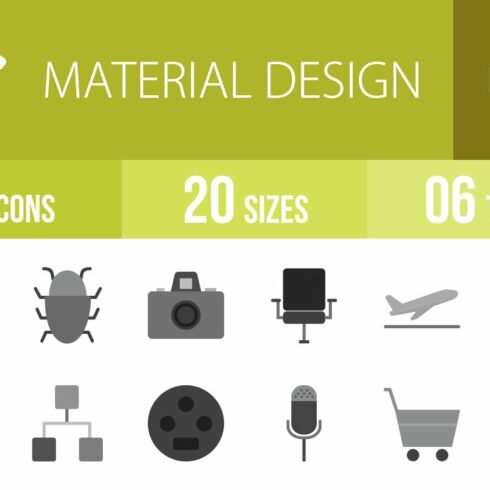 100 Material Design Greyscale Icons cover image.