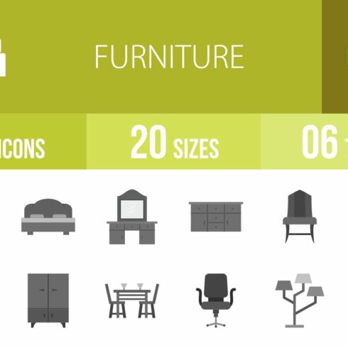 50 Furniture Grey Scale Icons cover image.