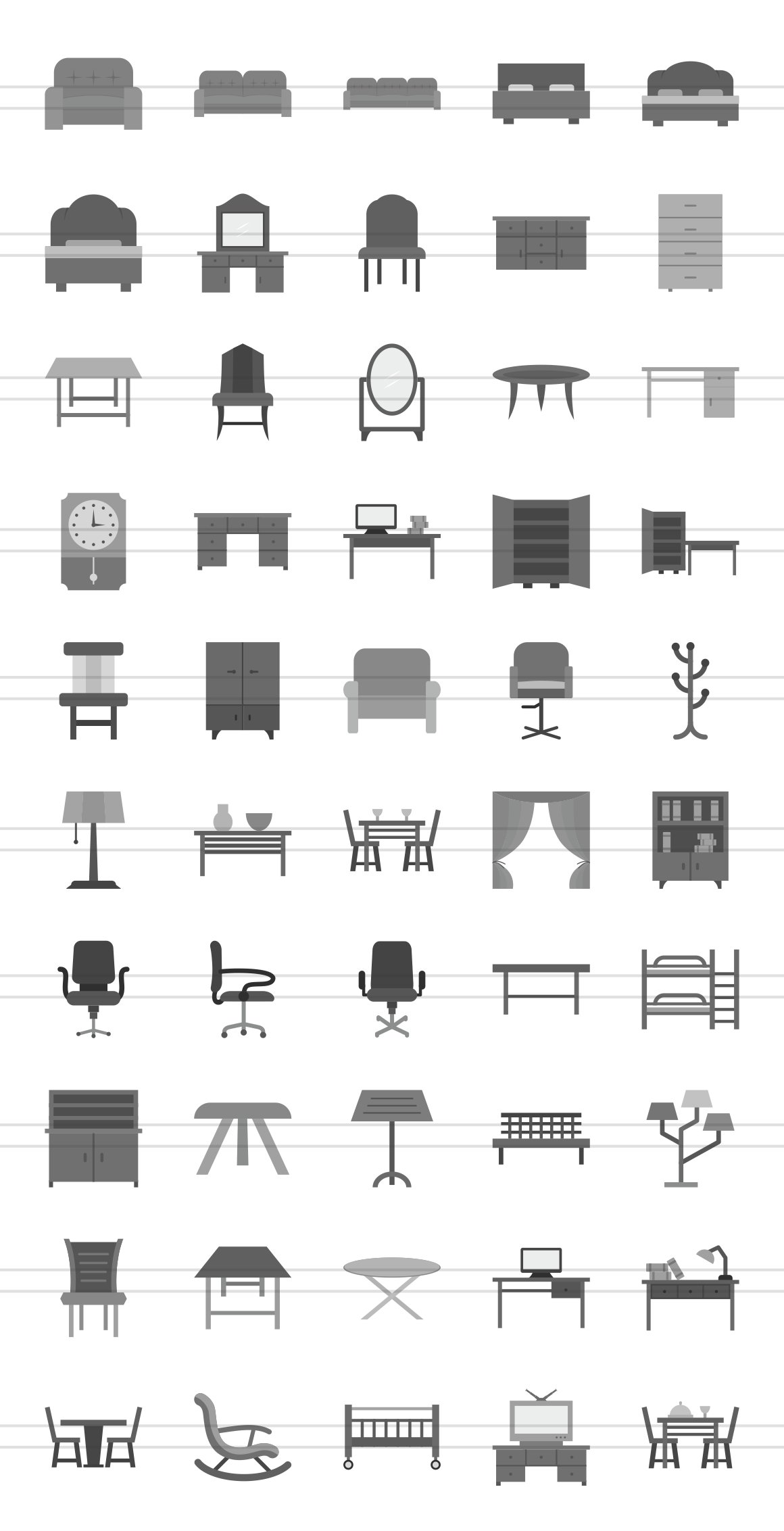 50 Furniture Grey Scale Icons preview image.