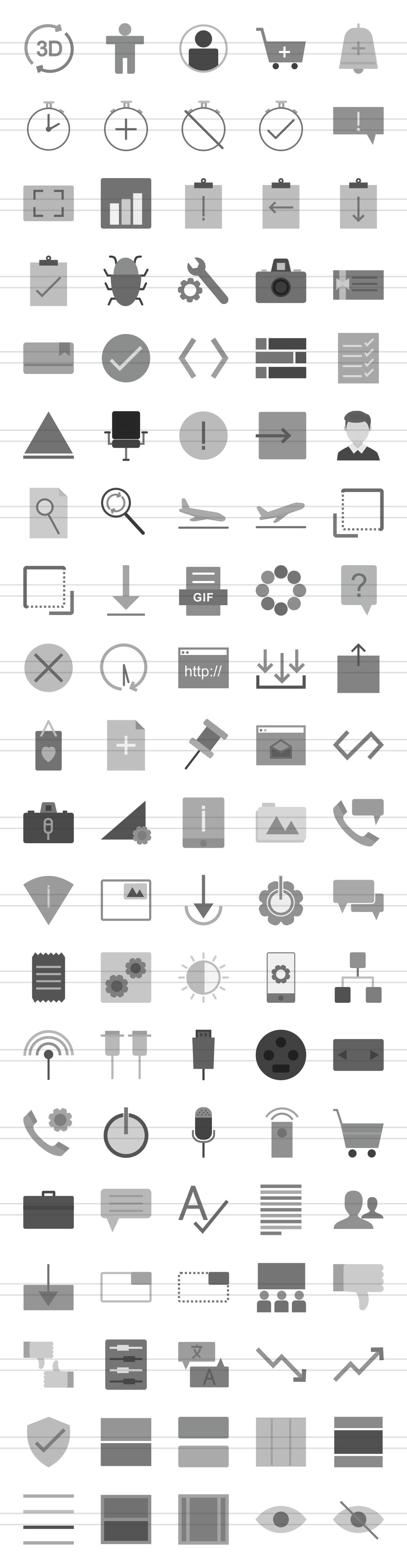 100 Material Design Greyscale Icons preview image.