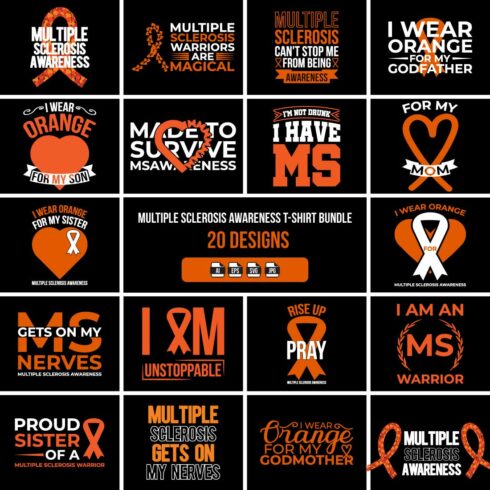 Multiple sclerosis awareness T-Shirt Bundle 20 Designs cover image.