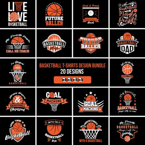 Basketball T-shirt Bundle 20 Designs cover image.