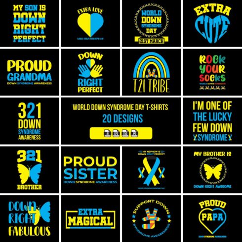 World Down Syndrome Day T-Shirts Design Bundle 20 DESIGNS cover image.