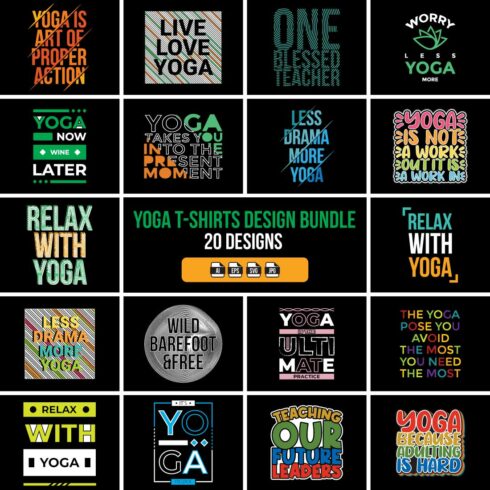 Yoga T-Shirts Design Bundle cover image.