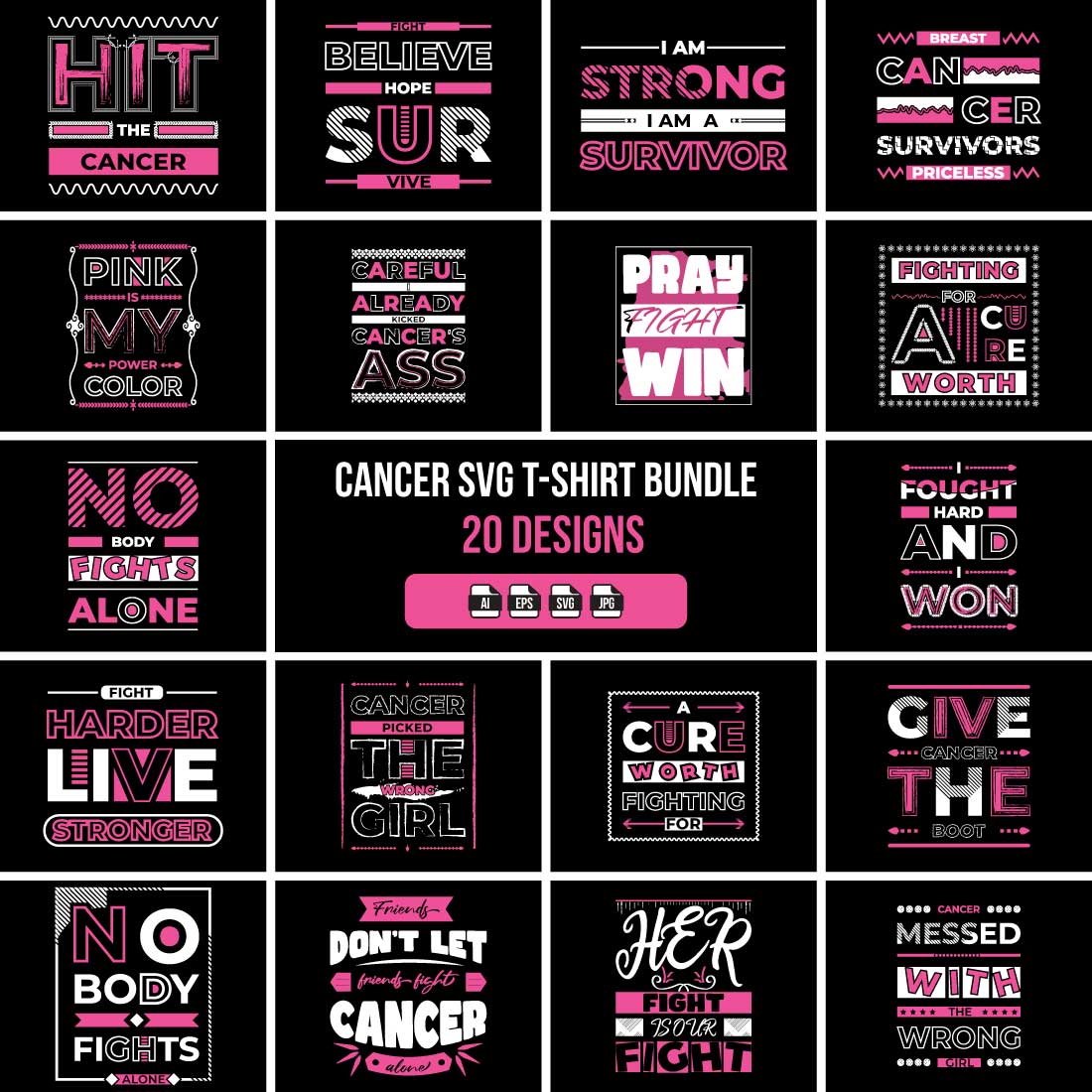 Cancer SVG T-shirt Bundle 20 Designs cover image.