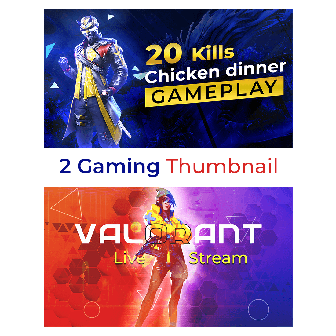 2 Gaming Thumbnails Editable template cover image.