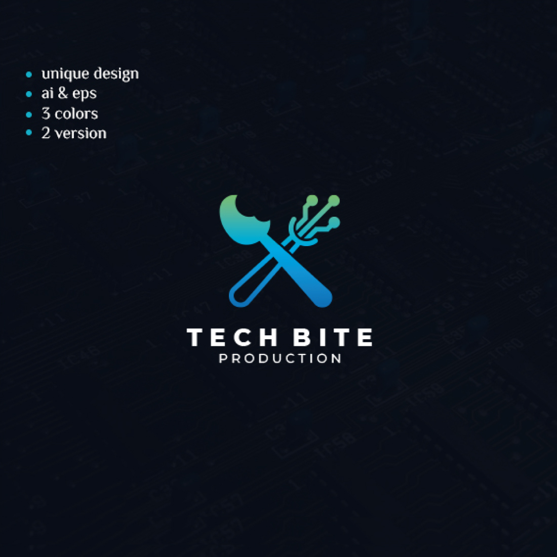 Logo for a tech bite production company.