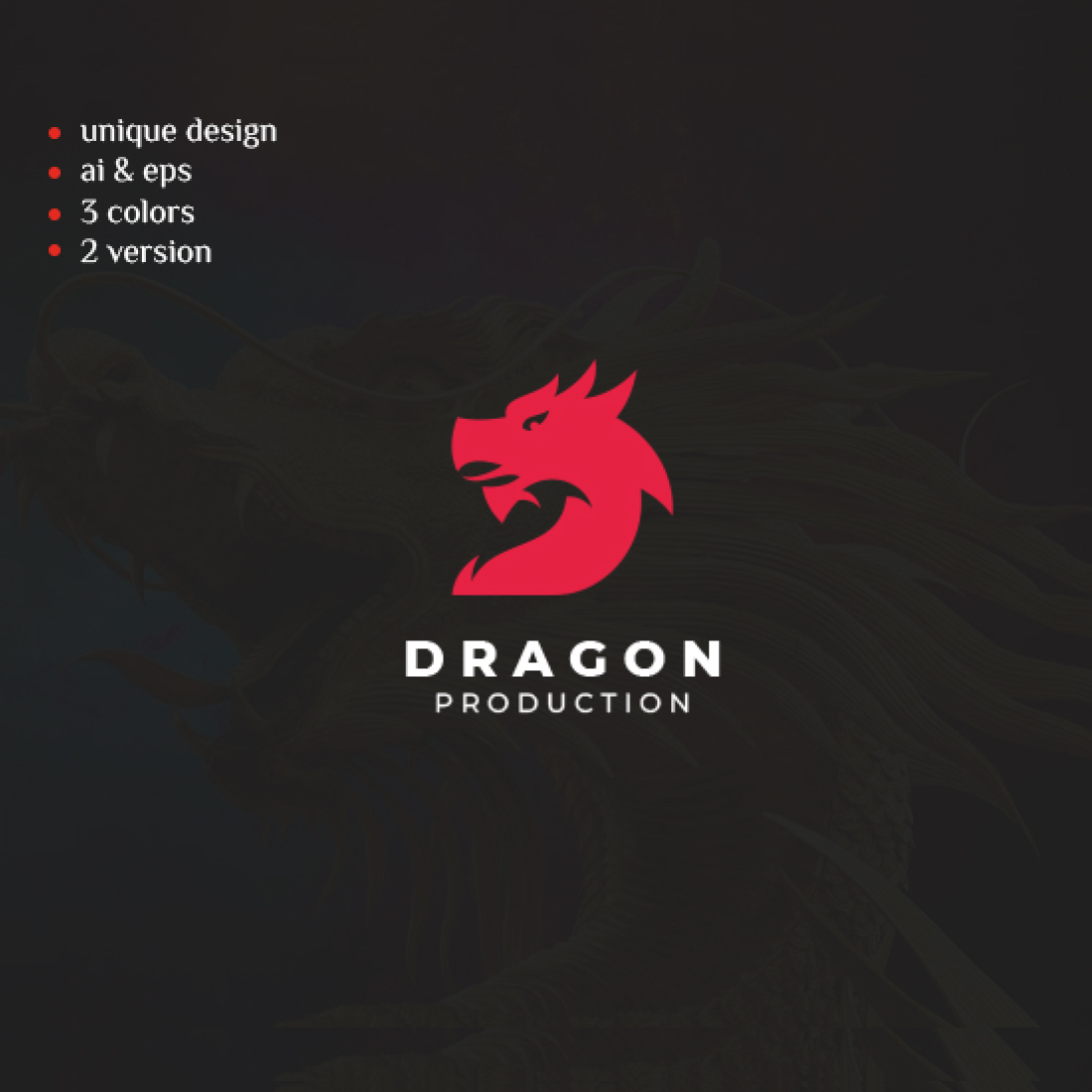 Red dragon logo on a black background.
