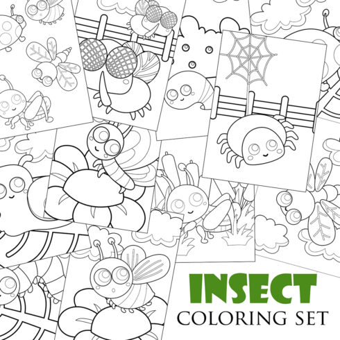 Cute Insects Animals Garden Coloring Pages for Kids and Adult cover image.