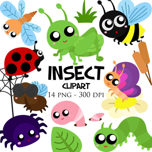 Insects Animals Illustration Vector Clipart Cartoon cover image.