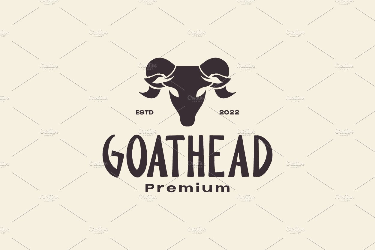 vintage head cattle goats logo preview image.