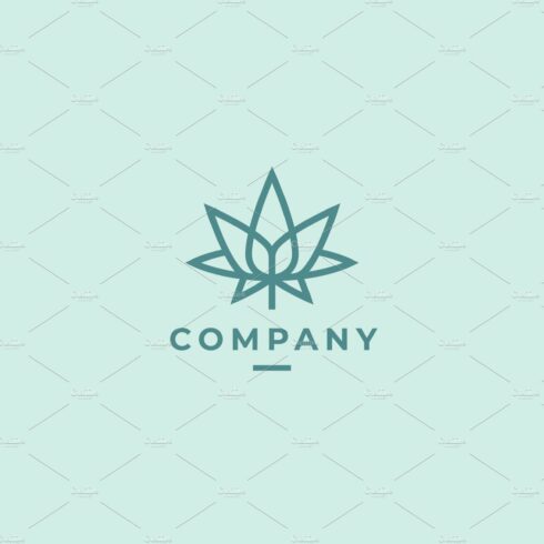 Modern linear cannabis leaf logo. cover image.