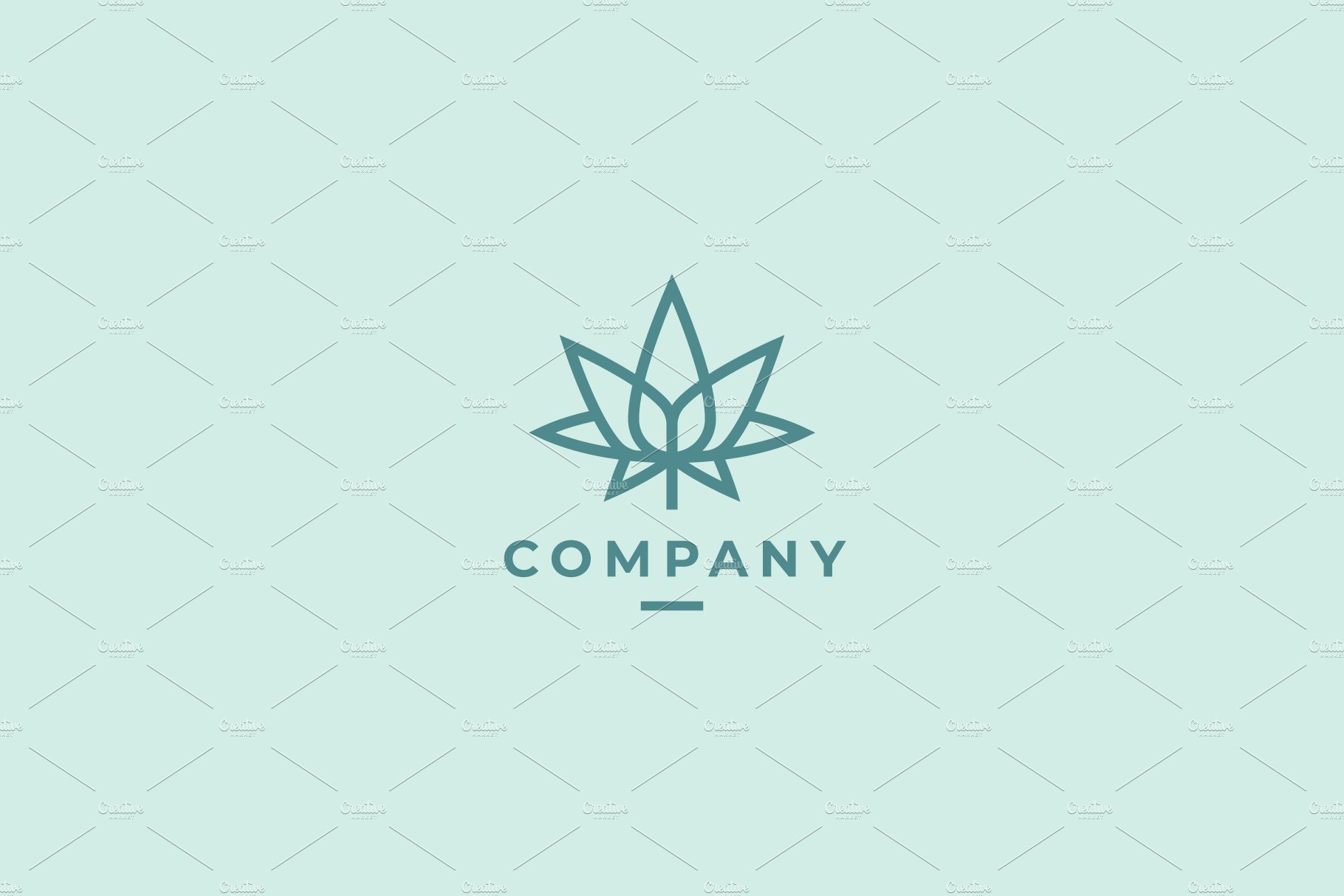 Modern linear cannabis leaf logo. cover image.