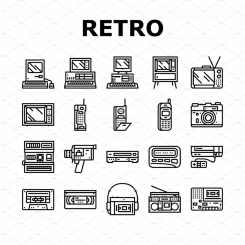 retro gadget technology device icons cover image.