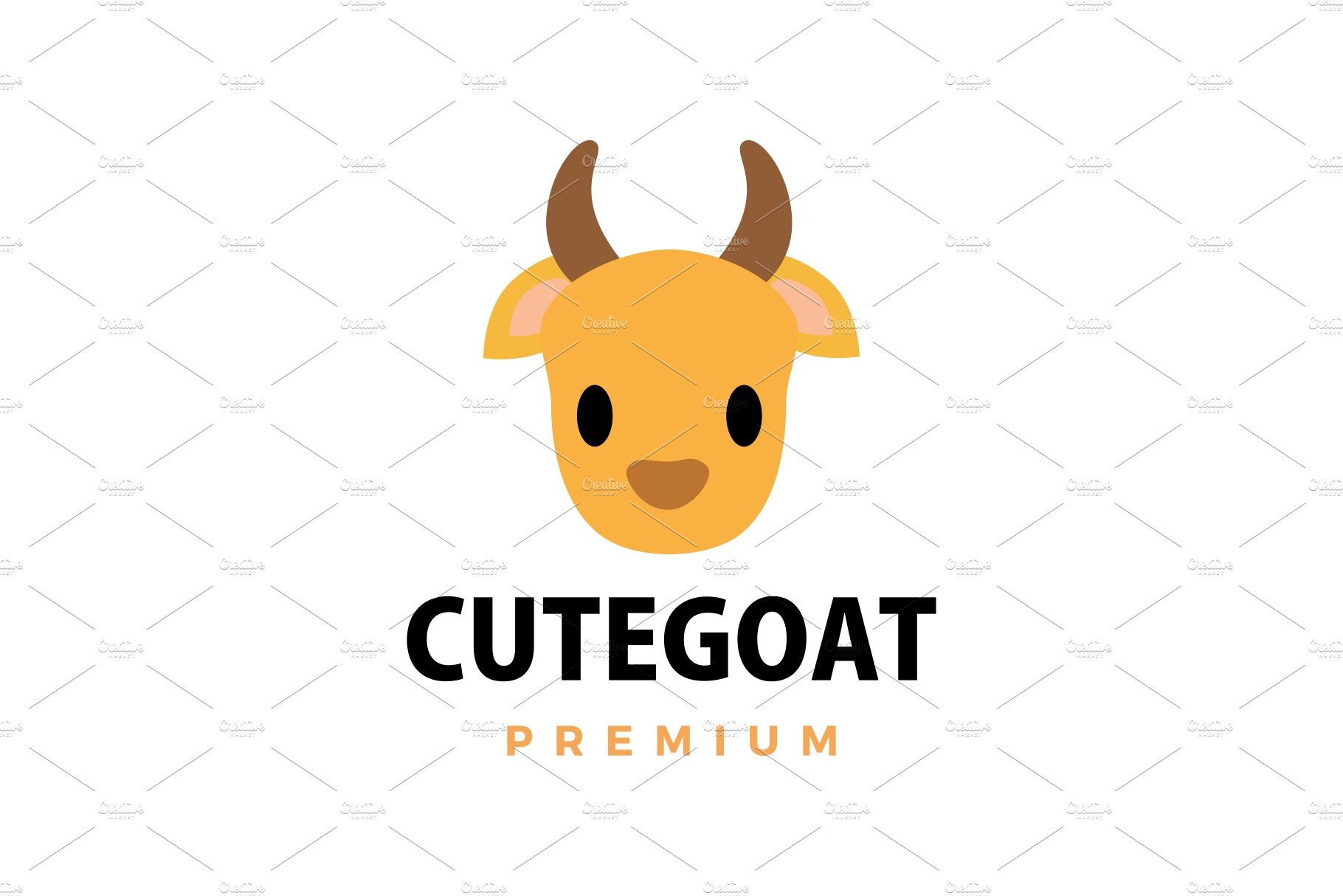 cute goat flat logo vector icon cover image.