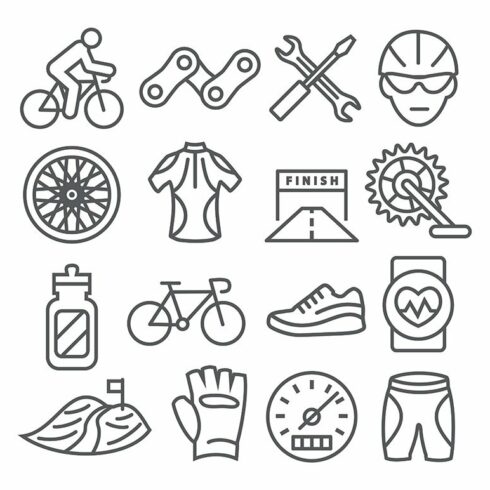 Biking Line Icons cover image.
