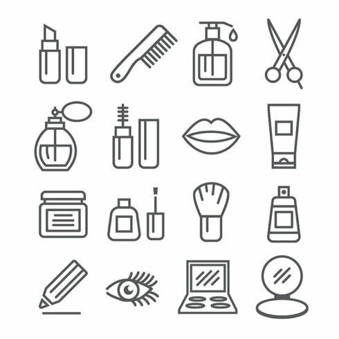 Cosmetics line icons cover image.