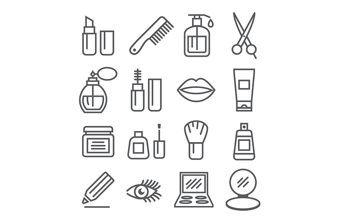 Cosmetics line icons cover image.