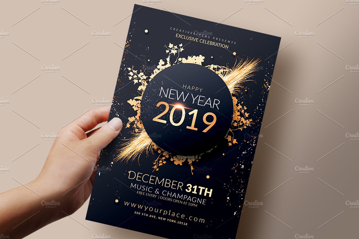 New year Flyer Invitation preview image.