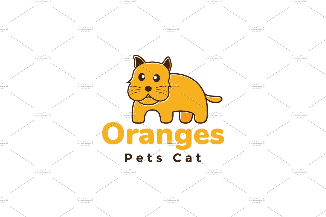 cartoon cute orange cat fat logo cover image.