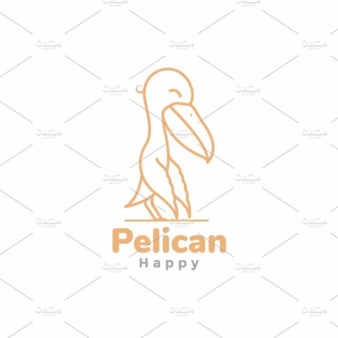 line smile bird pelican logo design cover image.