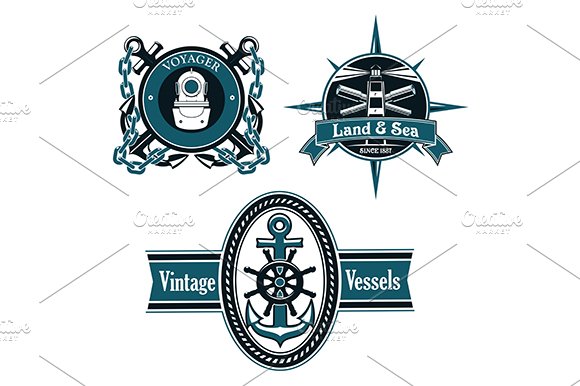 Marine and nautical emblems cover image.