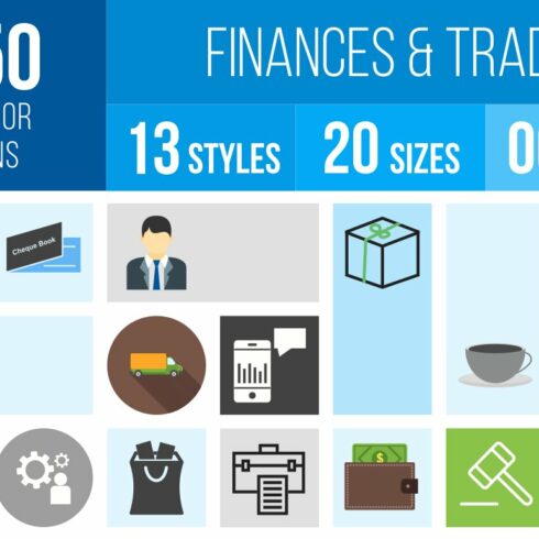650 Finances & Trade Icons cover image.