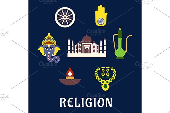 Indian religion and culture icons cover image.