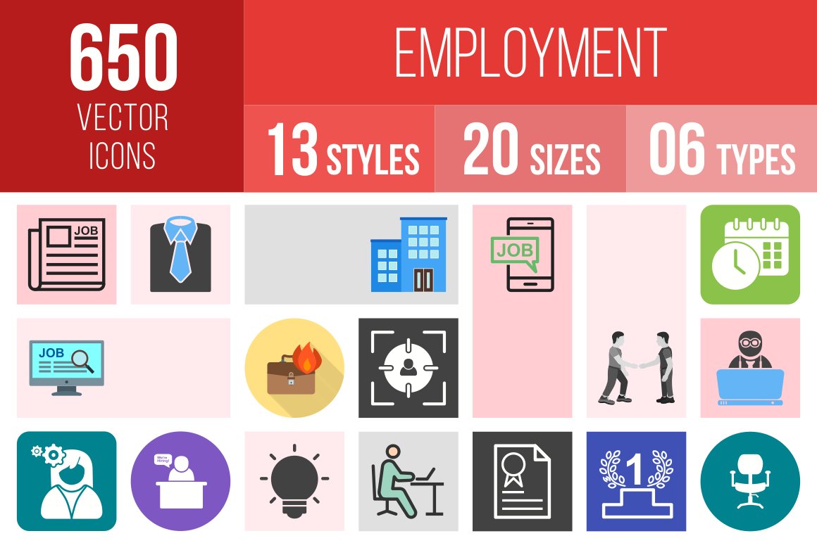 650 Employment Icons cover image.