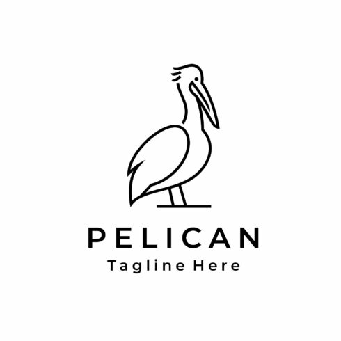 Line art Pelican bird logo design cover image.