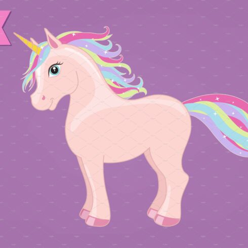 Pink unicorn with rainbow main cover image.