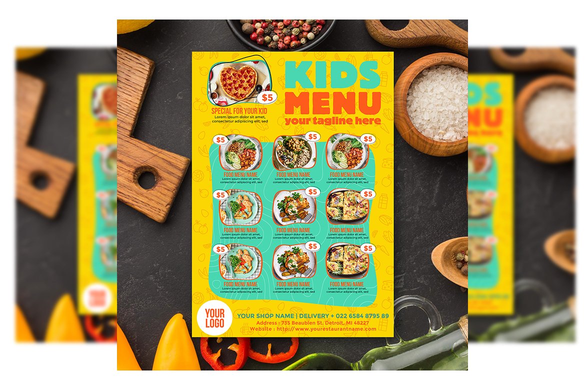 Kids menu cover image.