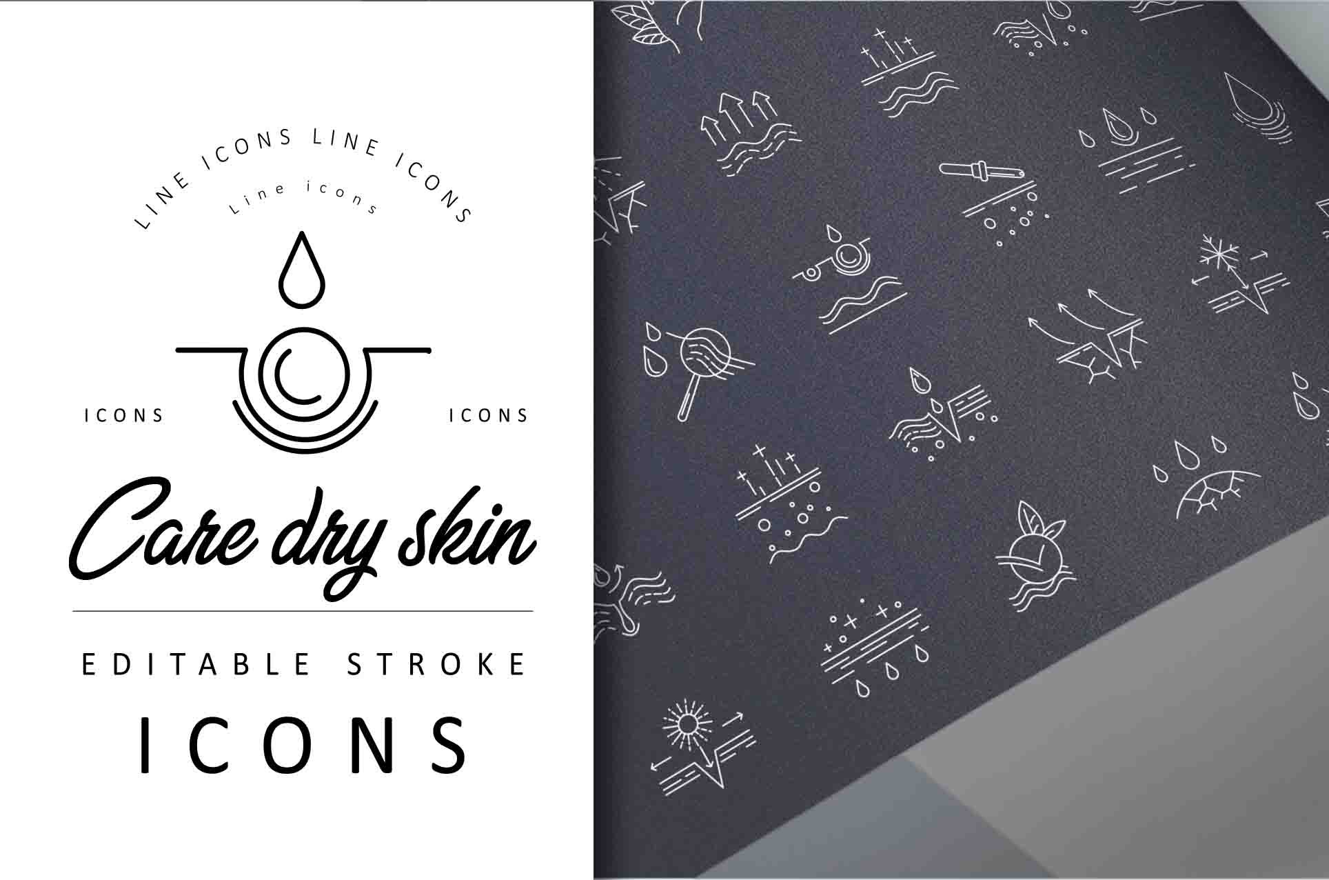 Care dry skin icons collection cover image.