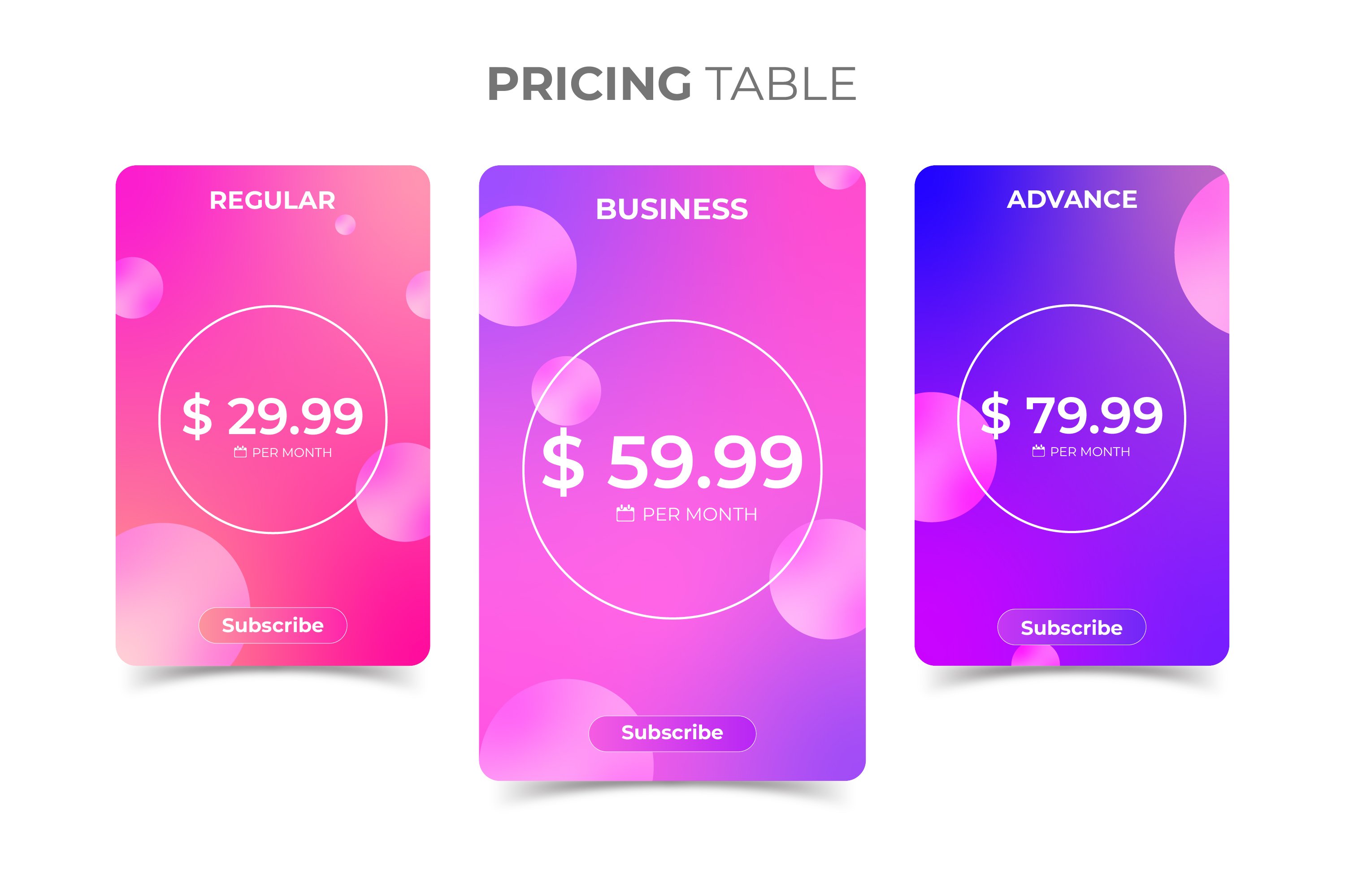 Pricing tables plans template cover image.