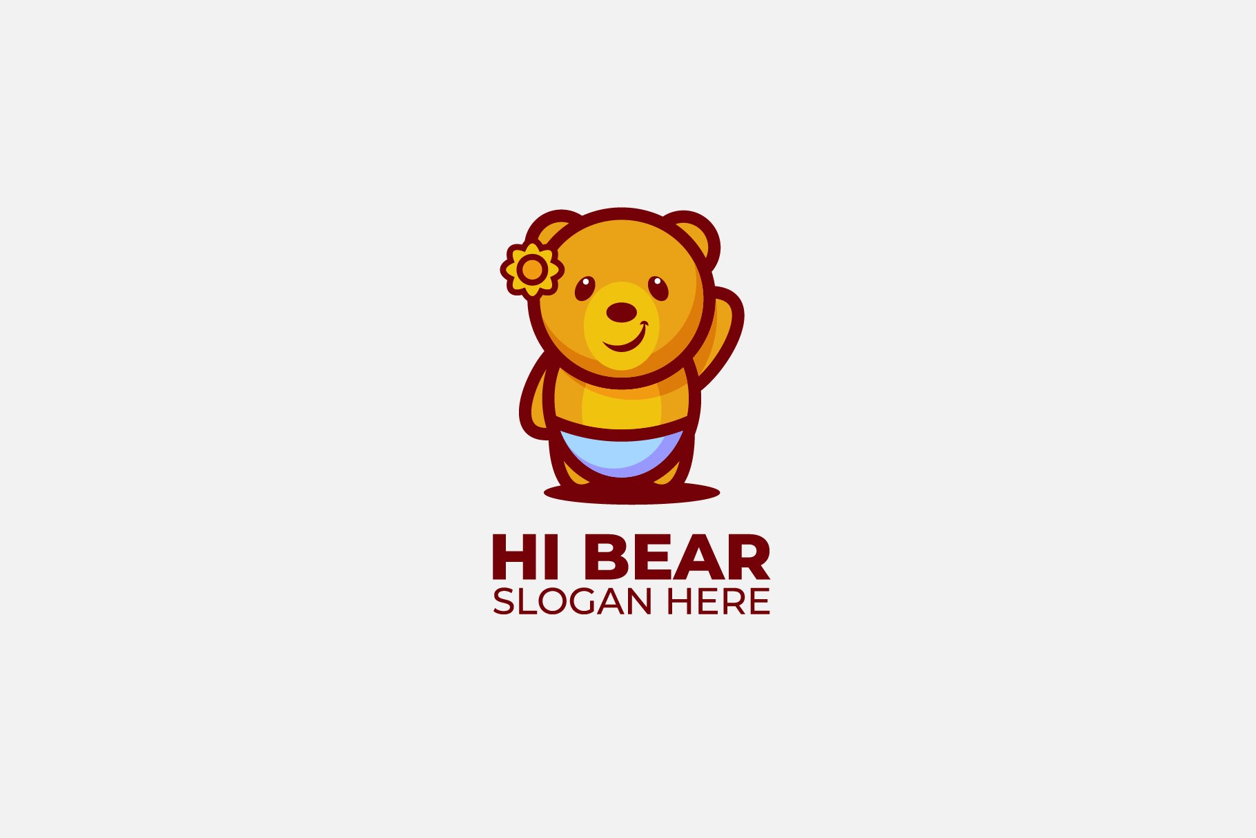 cute bear logo design color template cover image.