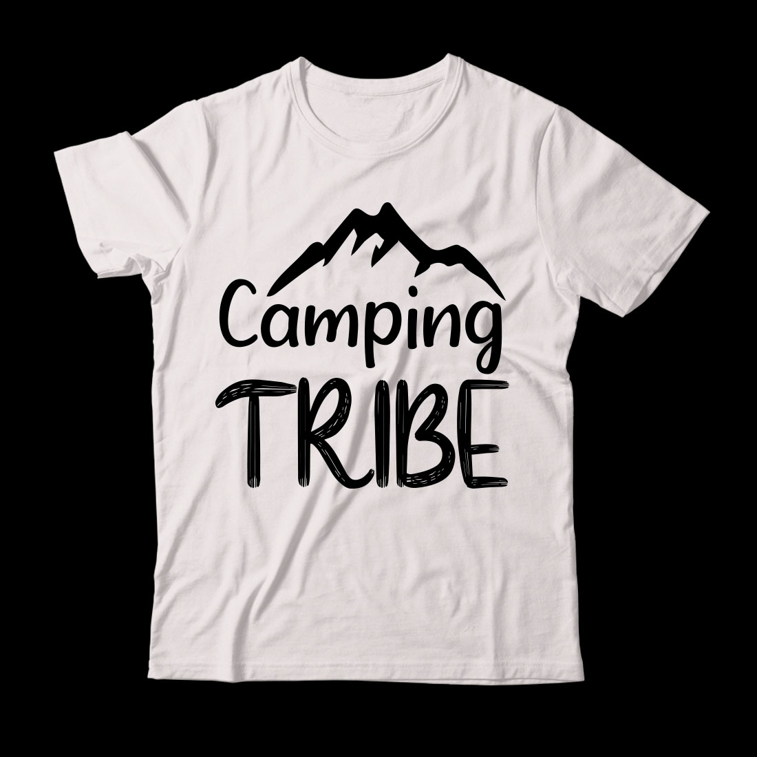 White t - shirt with the words camping tribe printed on it.