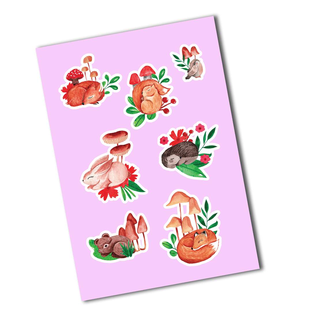 Sleeping Baby Animals Cute Stickers preview image.