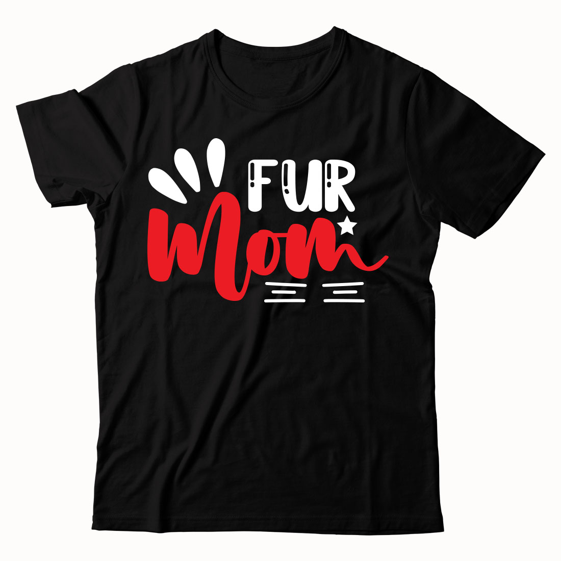 Black t - shirt with the words four mom printed on it.