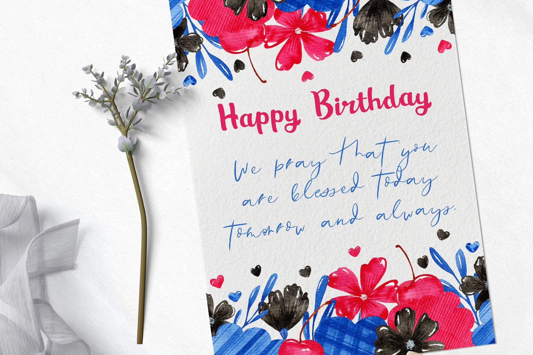 Happy birthday card with a flower on it.
